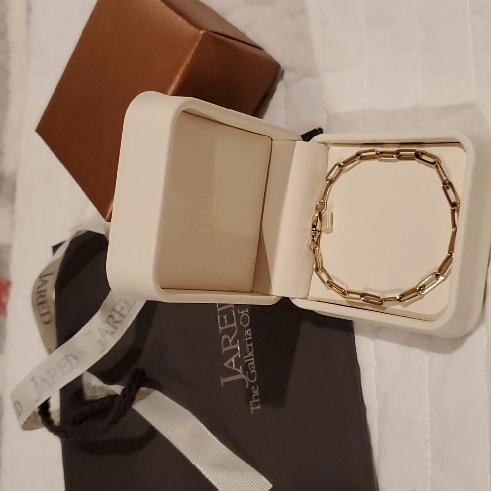 14k solid gold paperclip bracelet